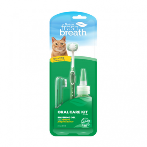 TropiClean Fresh Breath Oral Care Kit for Cats, 2oz 1
